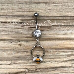 Silver Bumble Bee Belly‎ Button Ring